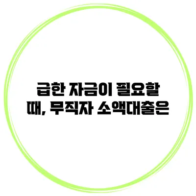 급한 자금이 필요할 때, 무직자 소액대출은?