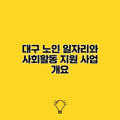 대구 노인 일자리와 사회활동 지원 사업 개요