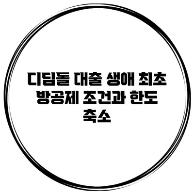 디딤돌 대출 생애 최초 방공제 조건과 한도 축소