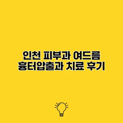 인천 피부과 여드름 흉터압출과 치료 후기