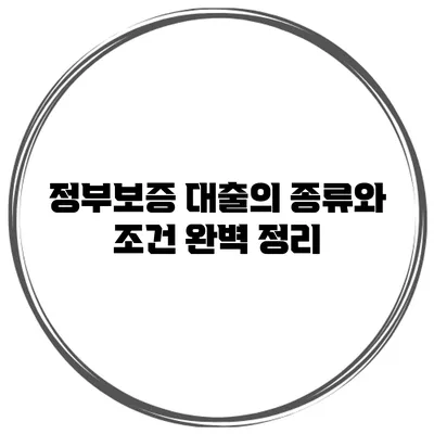 정부보증 대출의 종류와 조건 완벽 정리