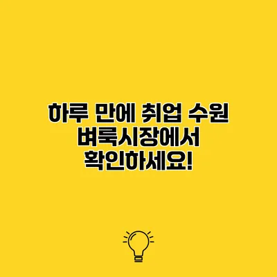 하루 만에 취업? 수원 벼룩시장에서 확인하세요!