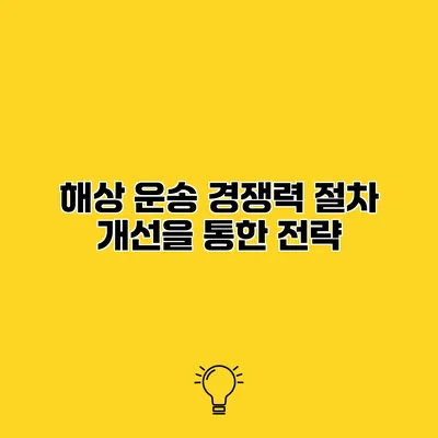 해상 운송 경쟁력 절차 개선을 통한 전략