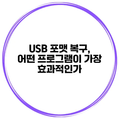 USB 포맷 복구, 어떤 프로그램이 가장 효과적인가?