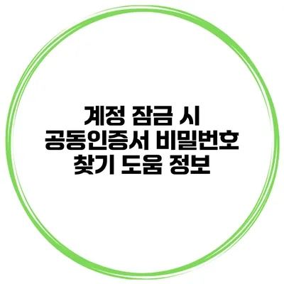 계정 잠금 시 공동인증서 비밀번호 찾기 도움 정보