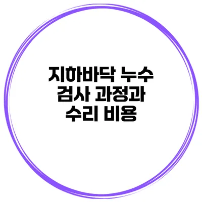 지하바닥 누수 검사 과정과 수리 비용